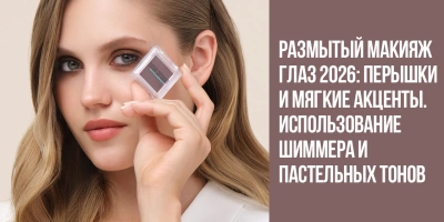 Размытый макияж глаз 2026: перышки и мягкие акценты. Использование шиммера и пастельных тонов
